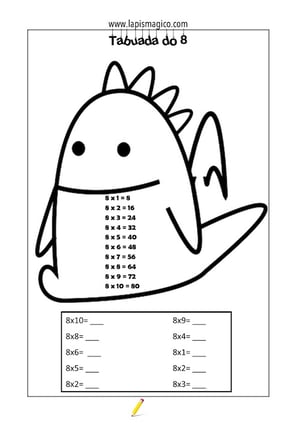 Tabuada do 8, ficha pdf nº6