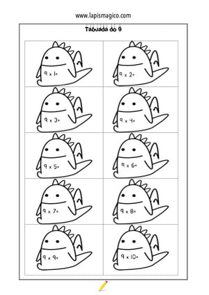 Tabuada do 9, ficha pdf nº5 Tabuada do 9, ficha pdf nº5