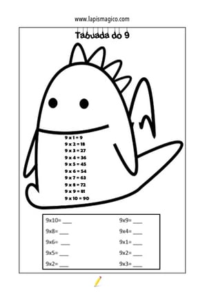 Tabuada do 9, ficha pdf nº6 Tabuada do 9, ficha pdf nº6
