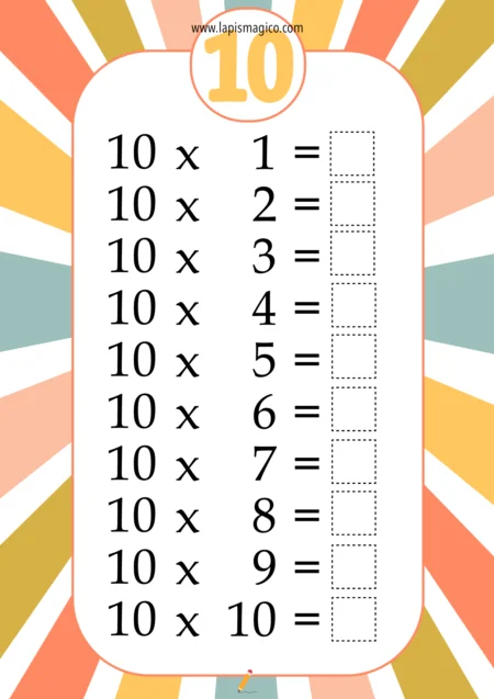 Tabuada do 10, ficha pdf nº5