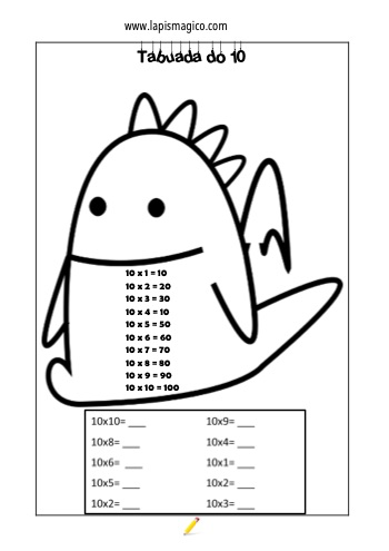 Tabuada do 10, ficha pdf nº3