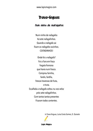 Num ninho de mafagafos, ficha pdf nº1