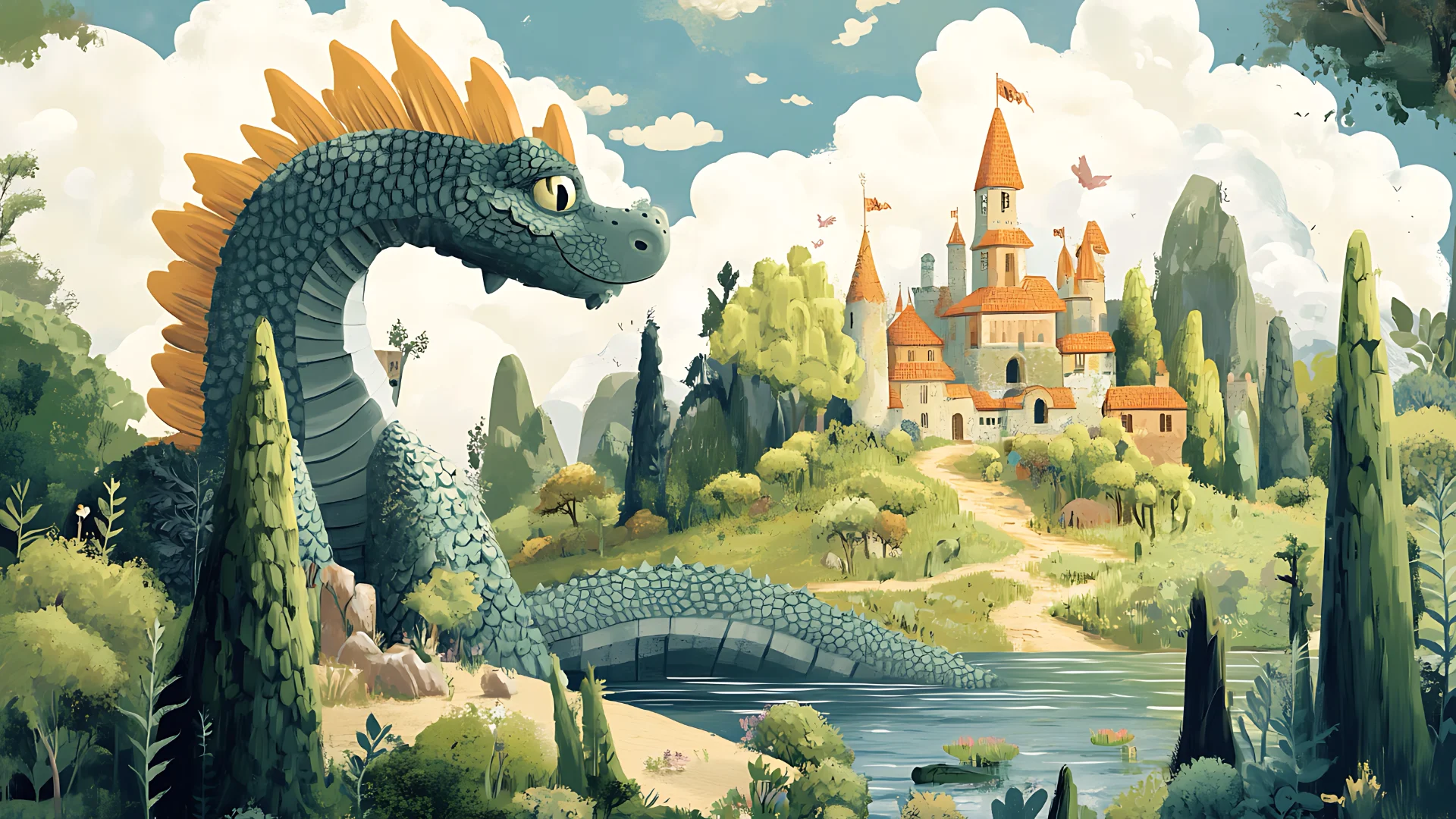 Labirintos dos dragões e dinossauros para crianças