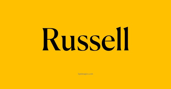 Nome Russell, ficha divertida com pontilhado para crianças