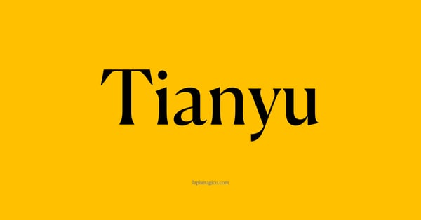 Nome Tianyu, ficha divertida com pontilhado para crianças