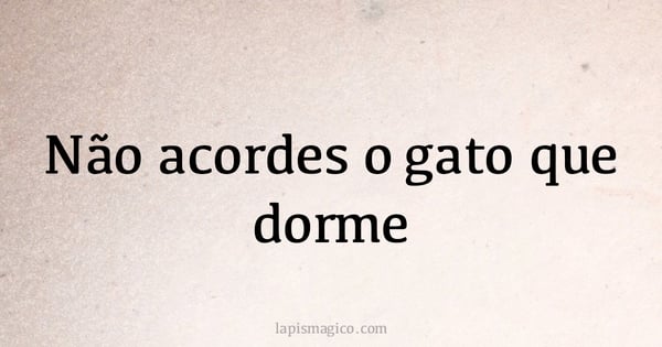 Não acordes o gato que dorme (provérbio ou dito popular)