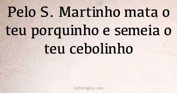 Pelo S. Martinho mata o teu porquinho e semeia o teu cebolinho (provérbio ou dito popular)
