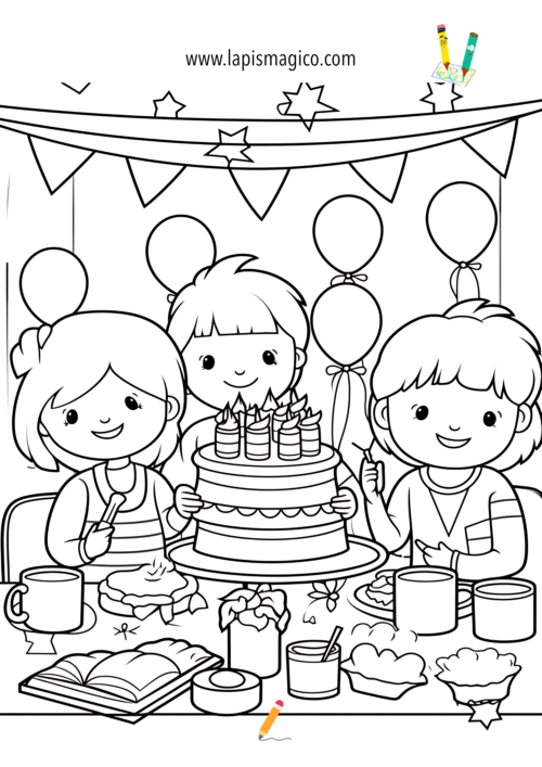Desenhos de aniversários espetaculares para imprimir e colorir
