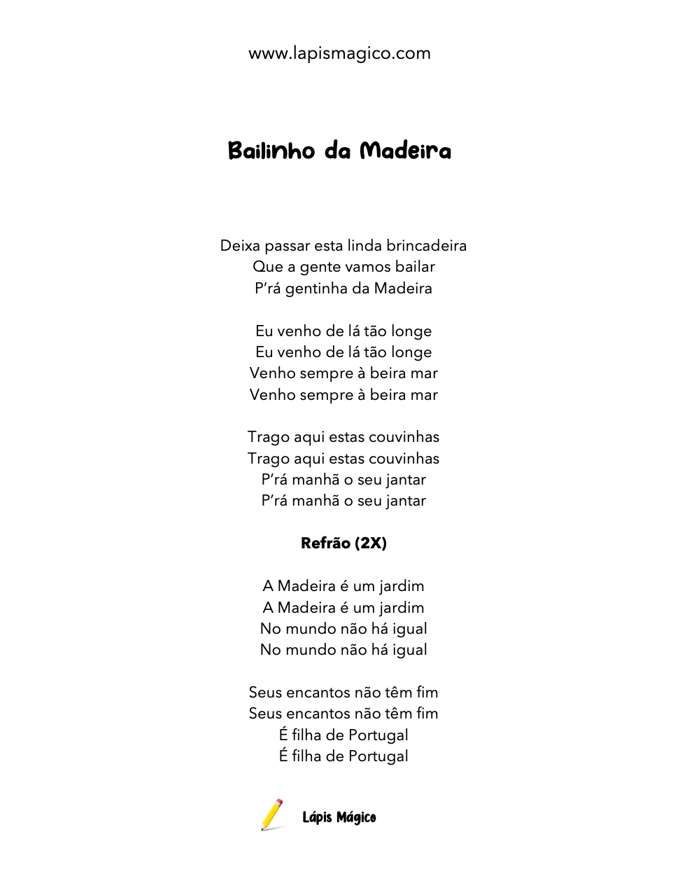 Bailinho da Madeira, ficha pdf nº1