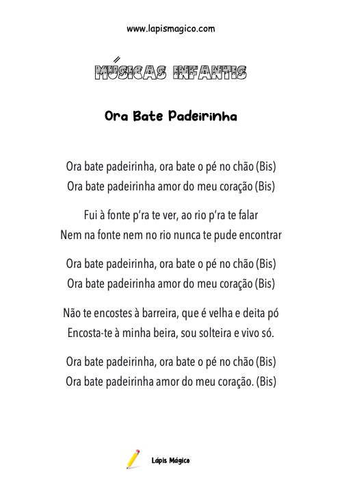 Bate Padeirinha, ficha pdf nº1