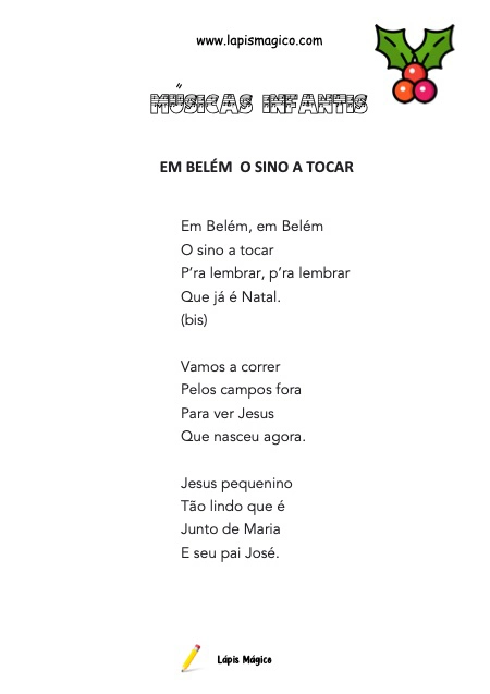 Em Belém o sino a tocar, ficha pdf nº1