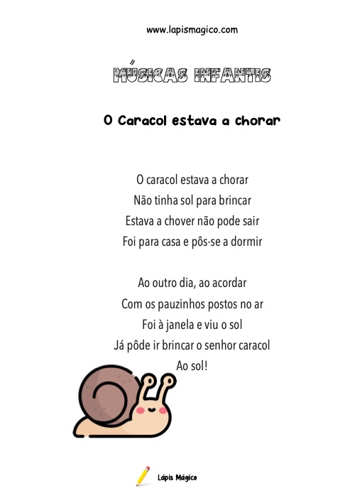 O caracol estava a chorar, ficha pdf nº1