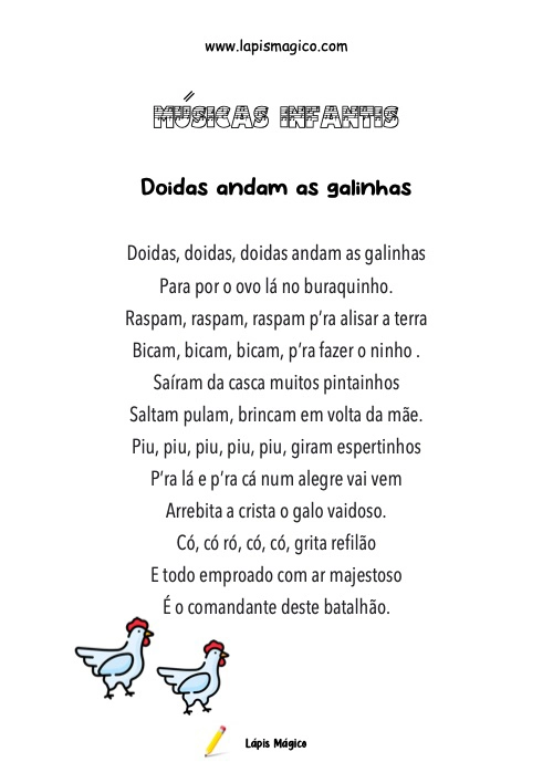 Doidas andam as galinhas, ficha pdf nº1