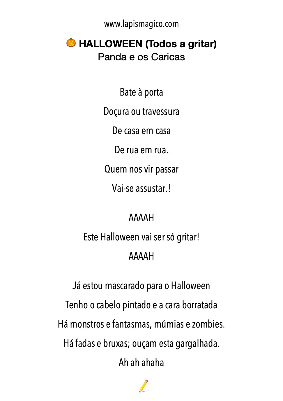 Halloween Todos A Gritar, ficha pdf nº1