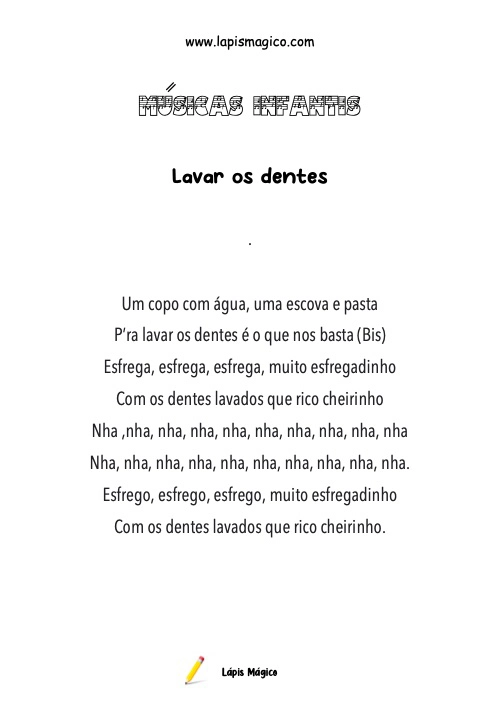 Lavar os dentes, ficha pdf nº1