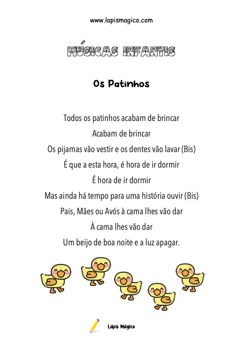 Os Patinhos, ficha pdf nº1