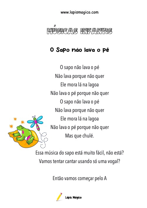 O sapo não lava o pé, ficha pdf nº1