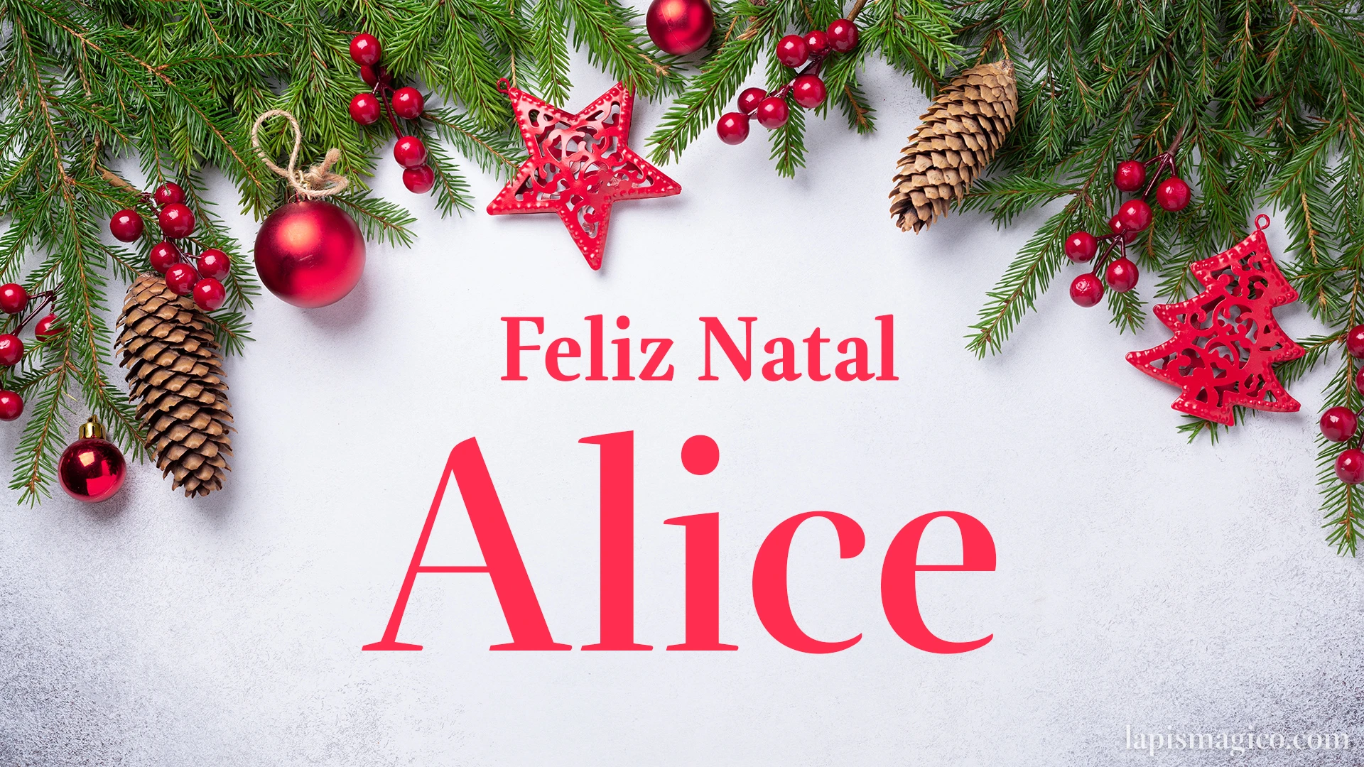 Oh Alice, cinco postais de Feliz Natal Postal com o teu nome