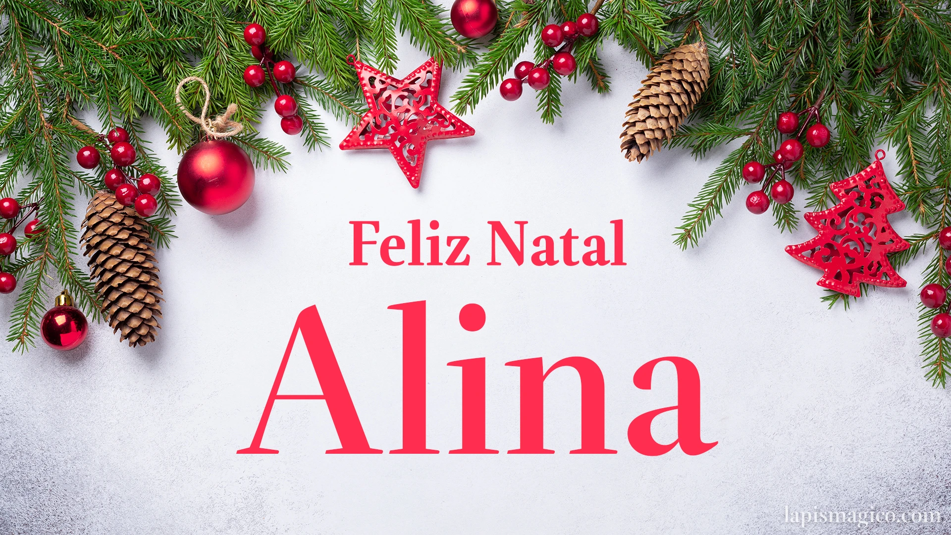 Oh Alina, cinco postais de Feliz Natal Postal com o teu nome