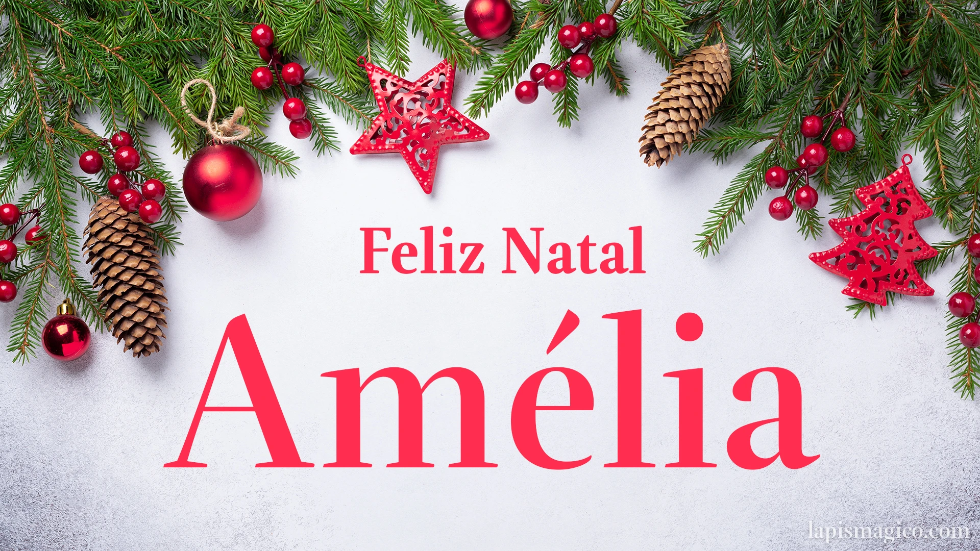 Oh Amélia, cinco postais de Feliz Natal Postal com o teu nome