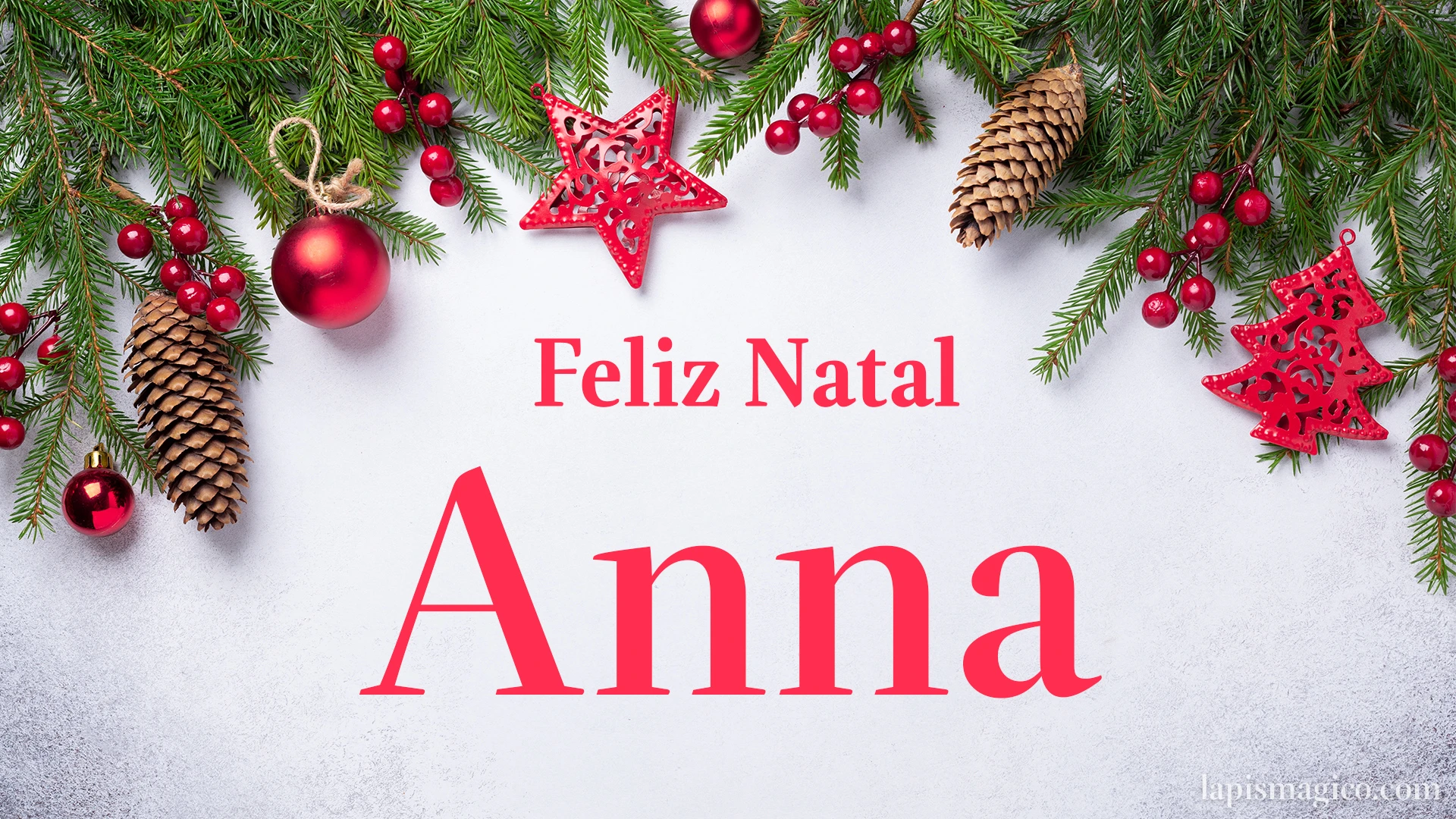 Oh Anna, cinco postais de Feliz Natal Postal com o teu nome