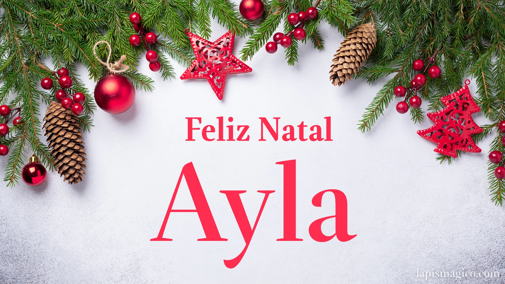 Oh Ayla, cinco postais de Feliz Natal Postal com o teu nome