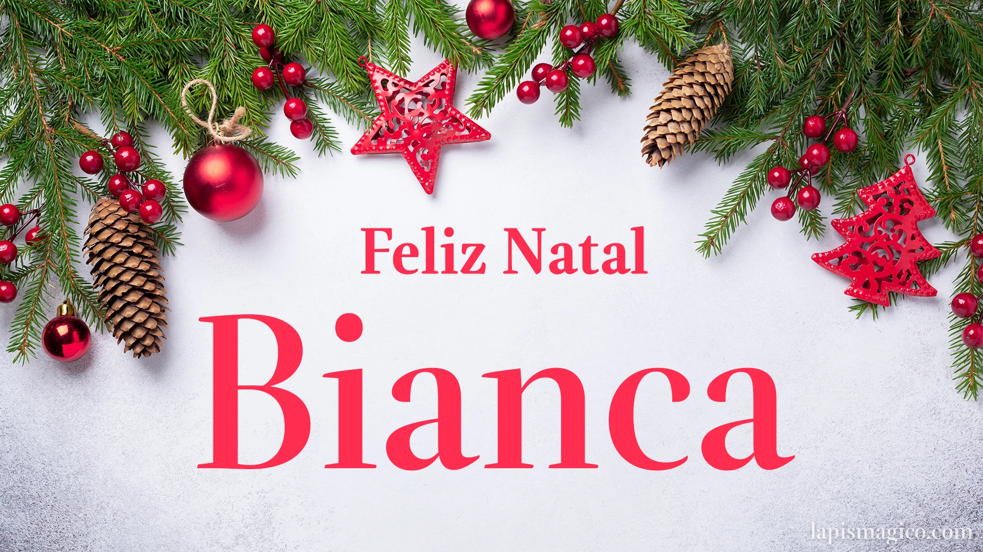 Oh Bianca, cinco postais de Feliz Natal Postal com o teu nome