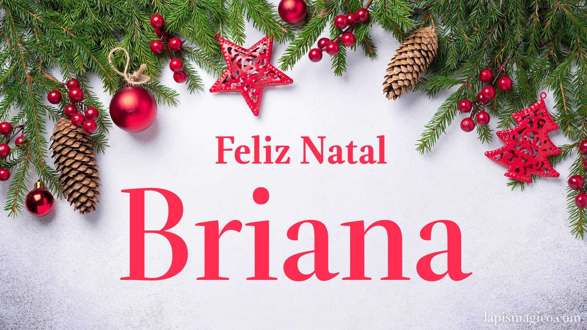Oh Briana, cinco postais de Feliz Natal Postal com o teu nome