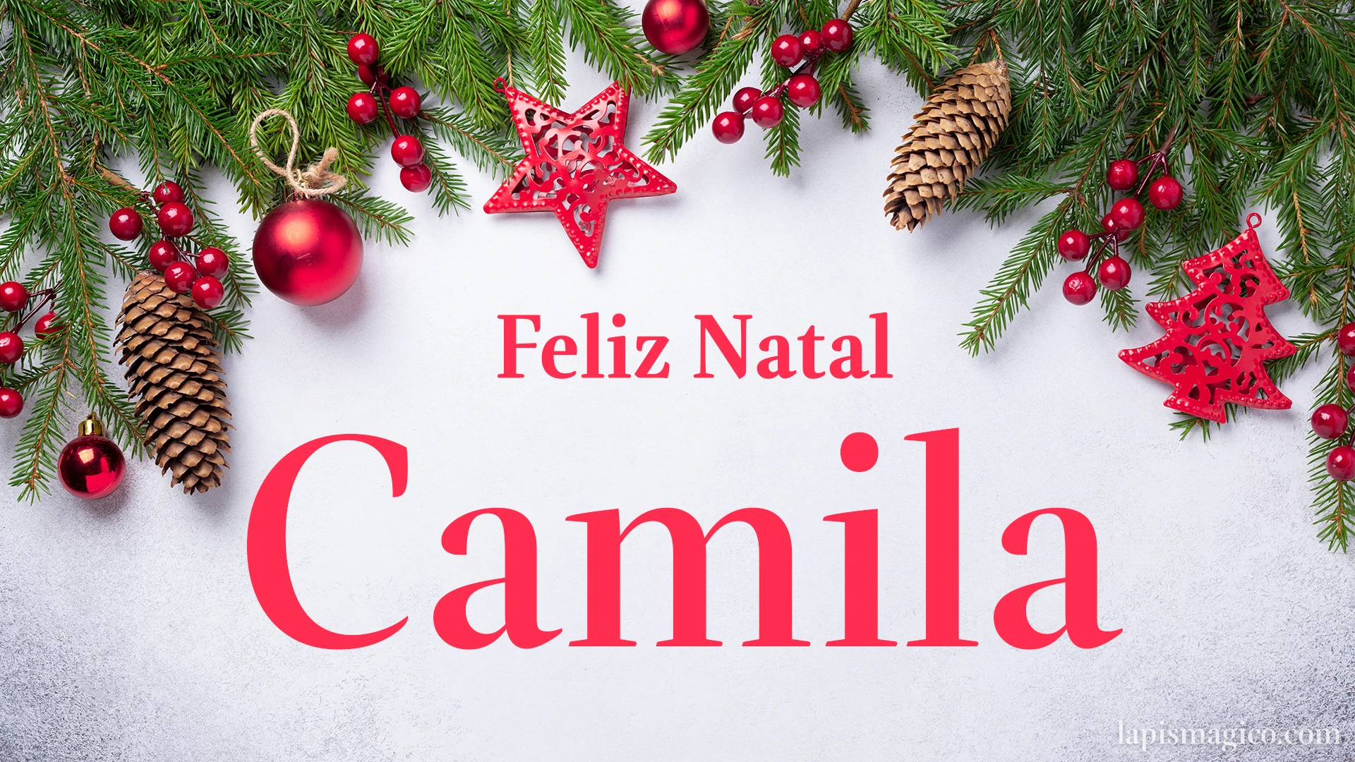Oh Camila, cinco postais de Feliz Natal Postal com o teu nome