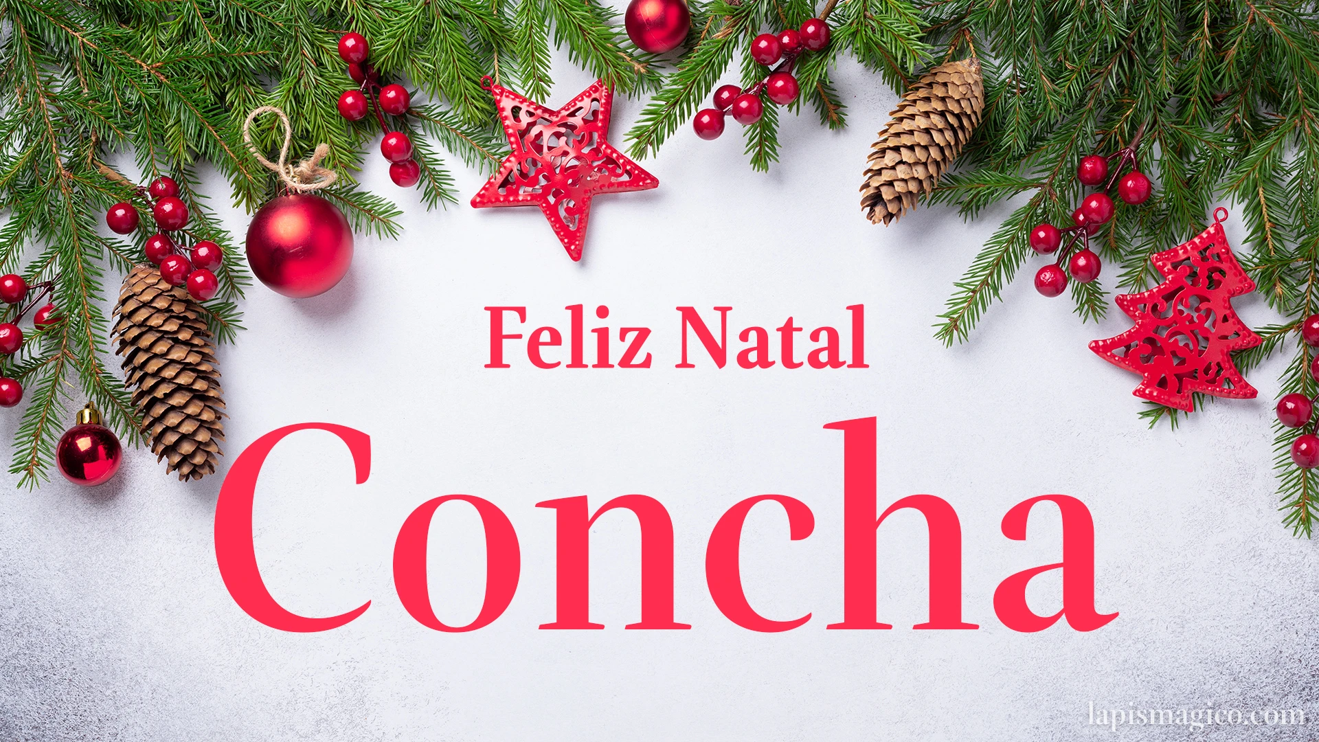 Oh Concha, cinco postais de Feliz Natal Postal com o teu nome