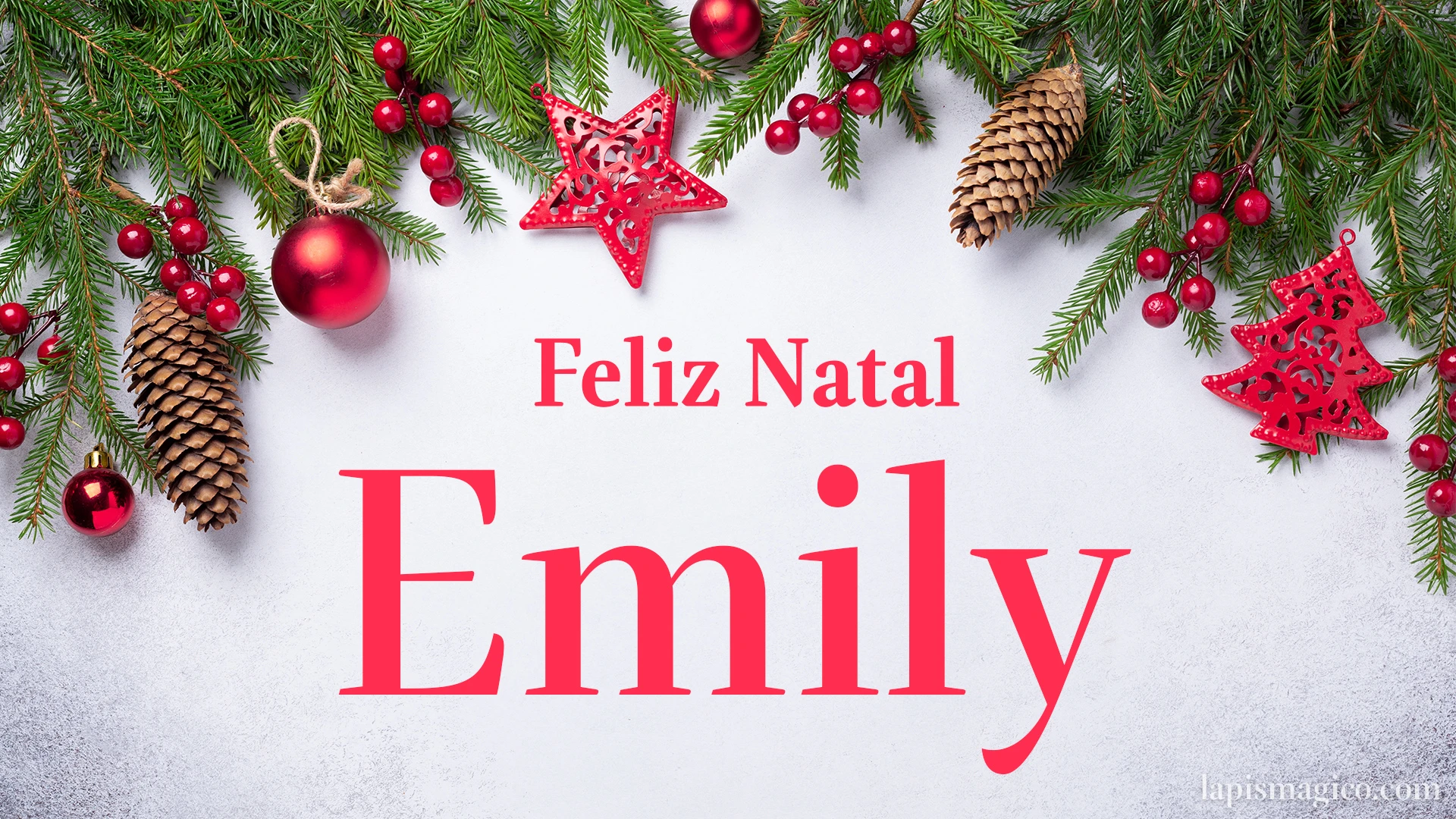 Oh Emily, cinco postais de Feliz Natal Postal com o teu nome
