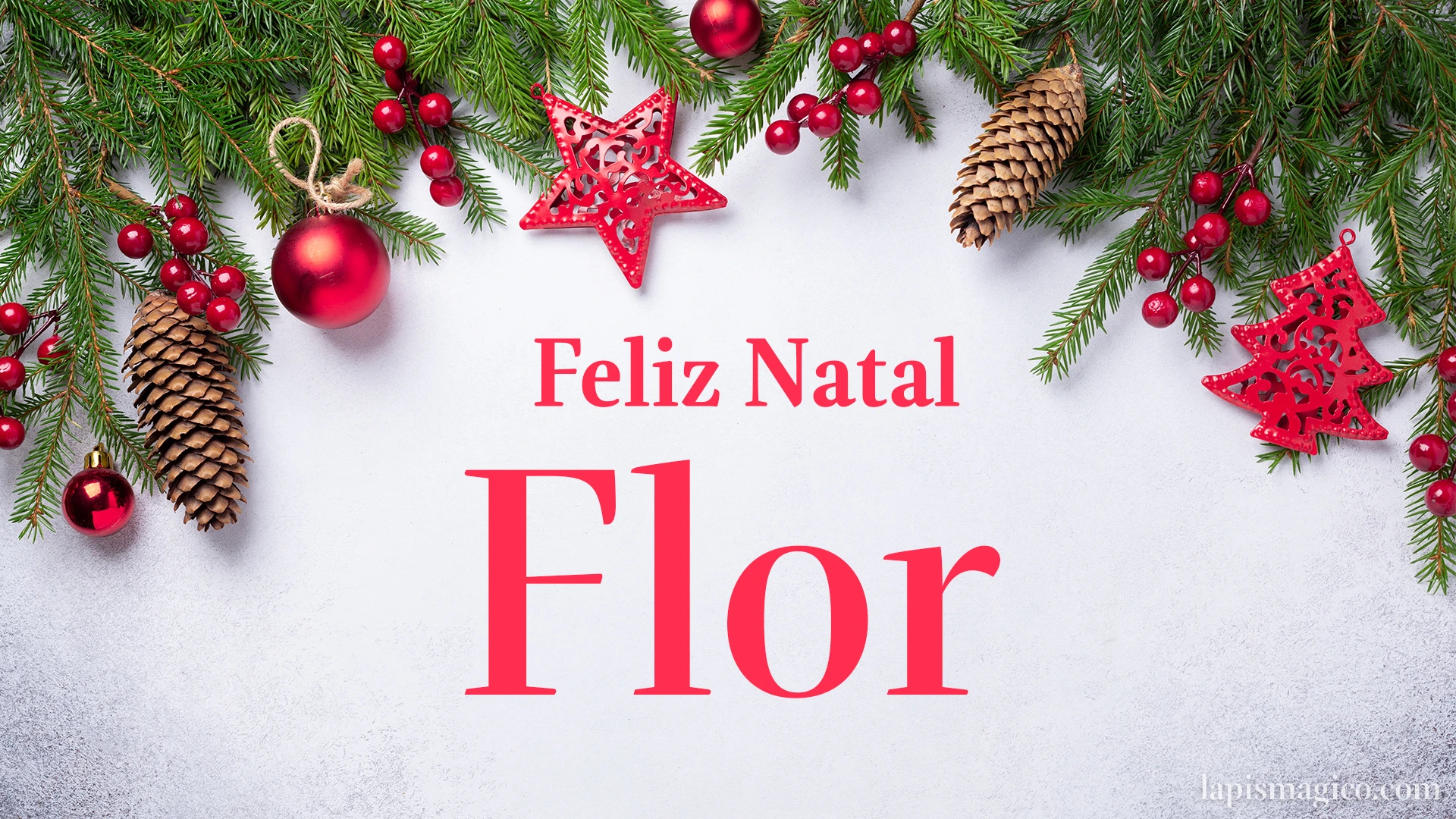 Oh Flor, cinco postais de Feliz Natal Postal com o teu nome