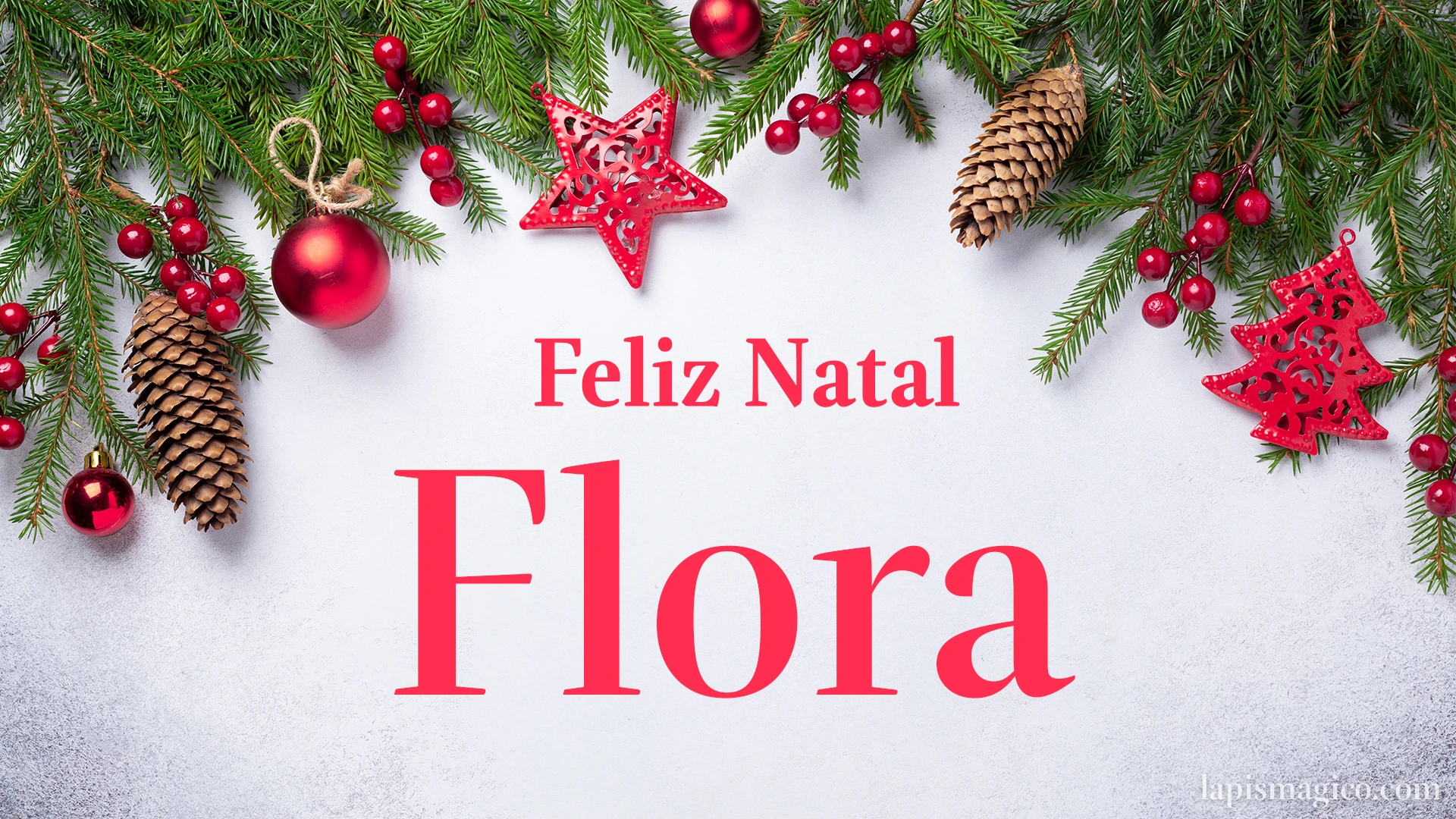 Oh Flora, cinco postais de Feliz Natal Postal com o teu nome