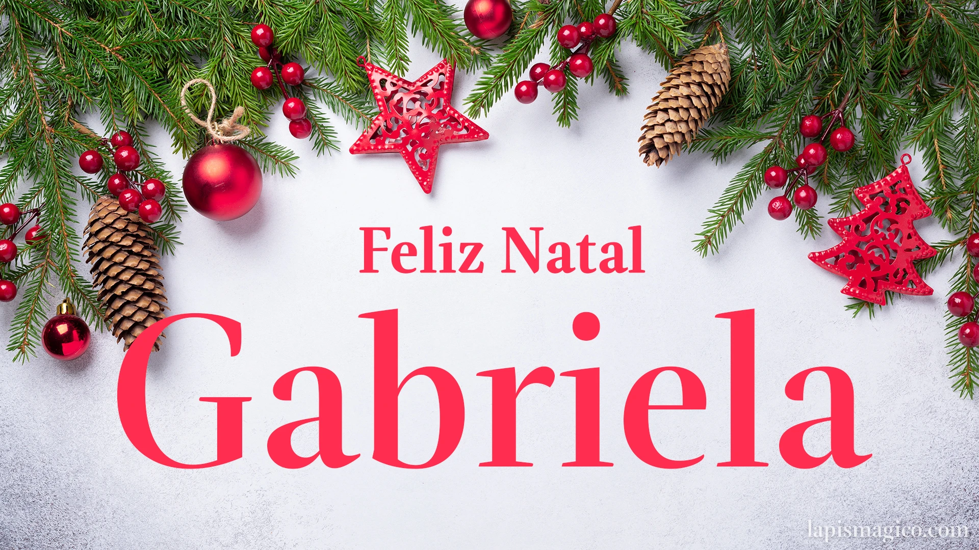 Oh Gabriela, cinco postais de Feliz Natal Postal com o teu nome