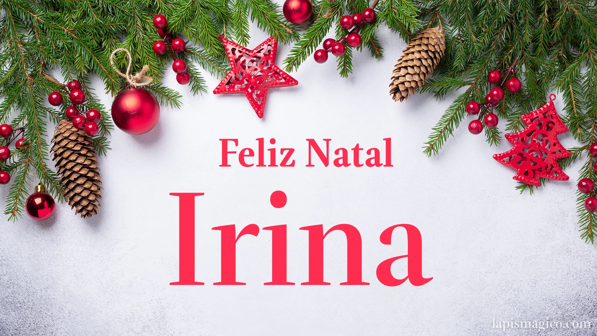 Oh Irina, cinco postais de Feliz Natal Postal com o teu nome