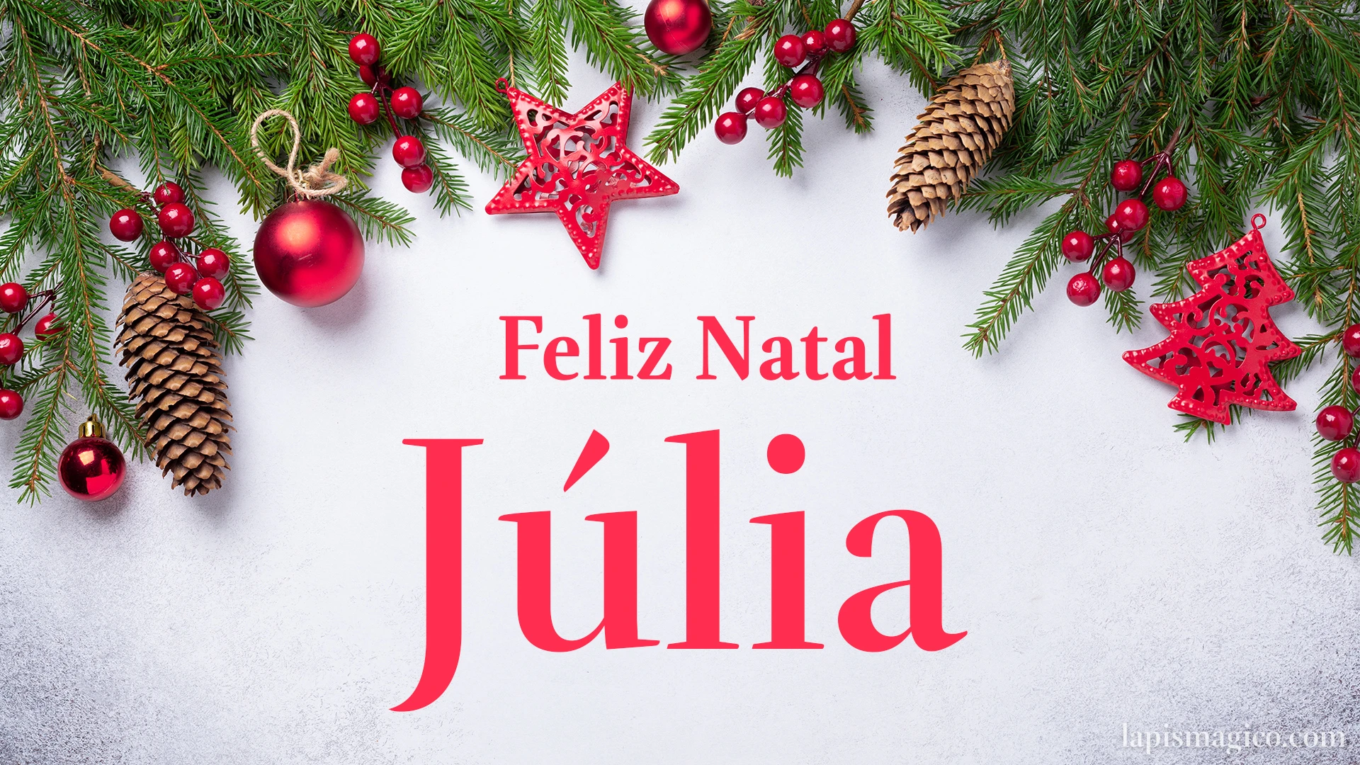 Oh Júlia, cinco postais de Feliz Natal Postal com o teu nome