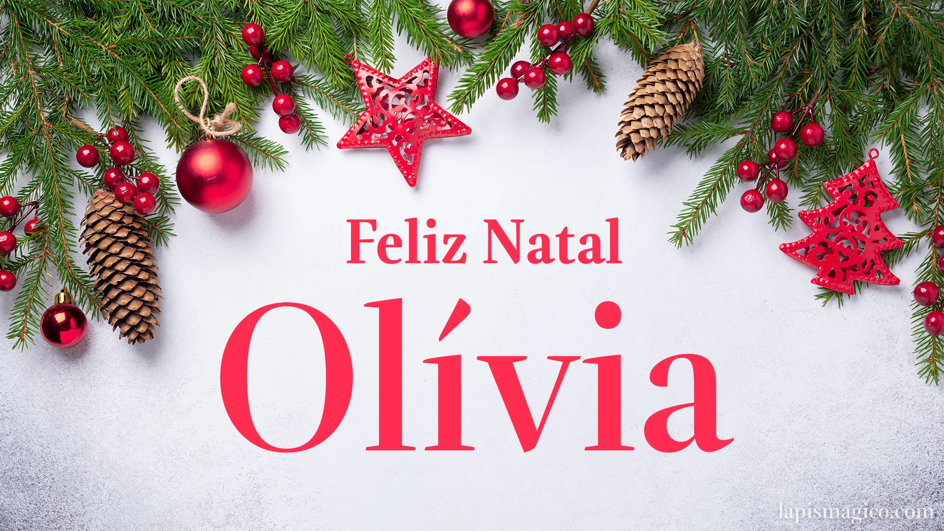 Oh Olívia, cinco postais de Feliz Natal Postal com o teu nome