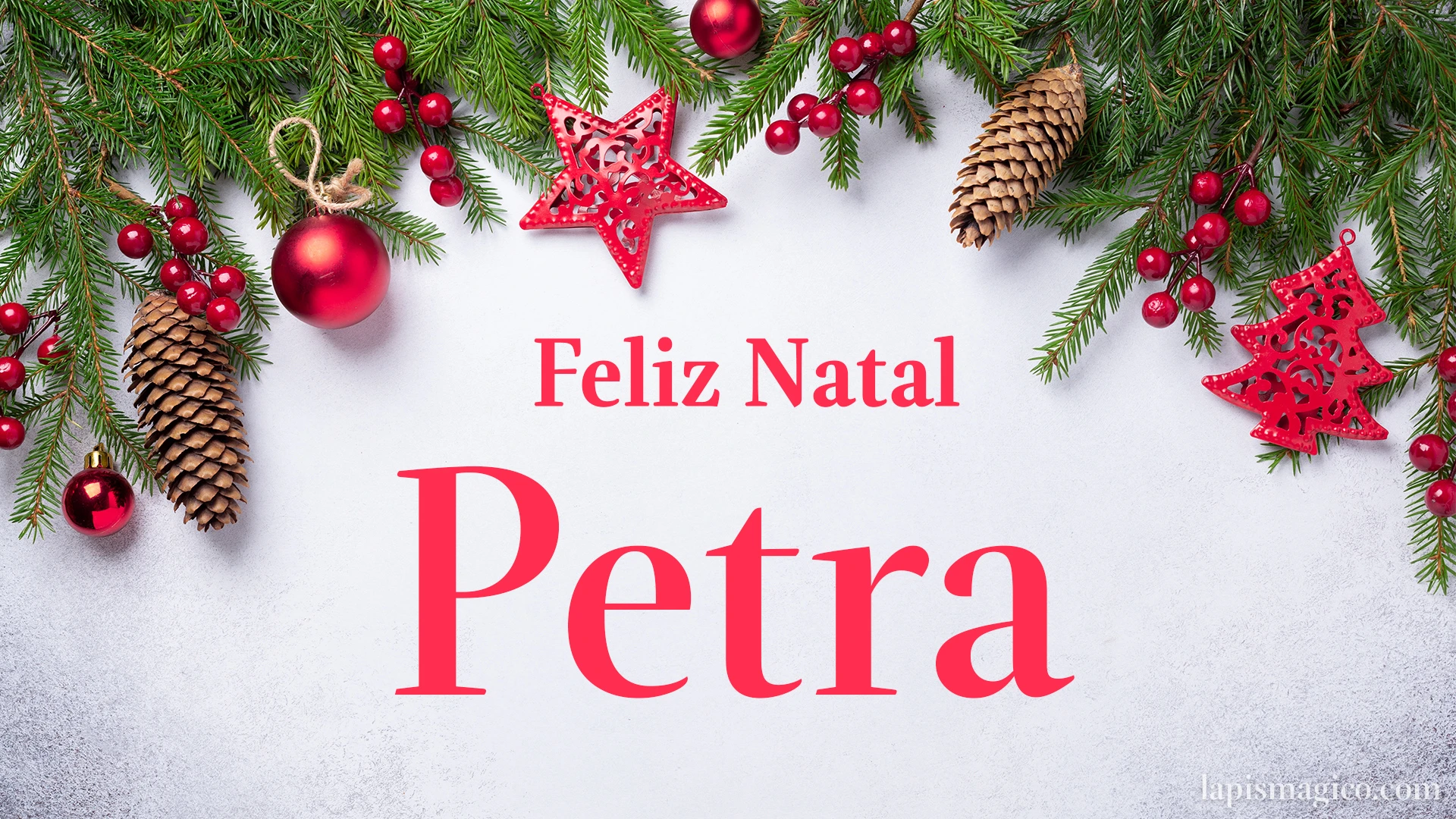 Oh Petra, cinco postais de Feliz Natal Postal com o teu nome