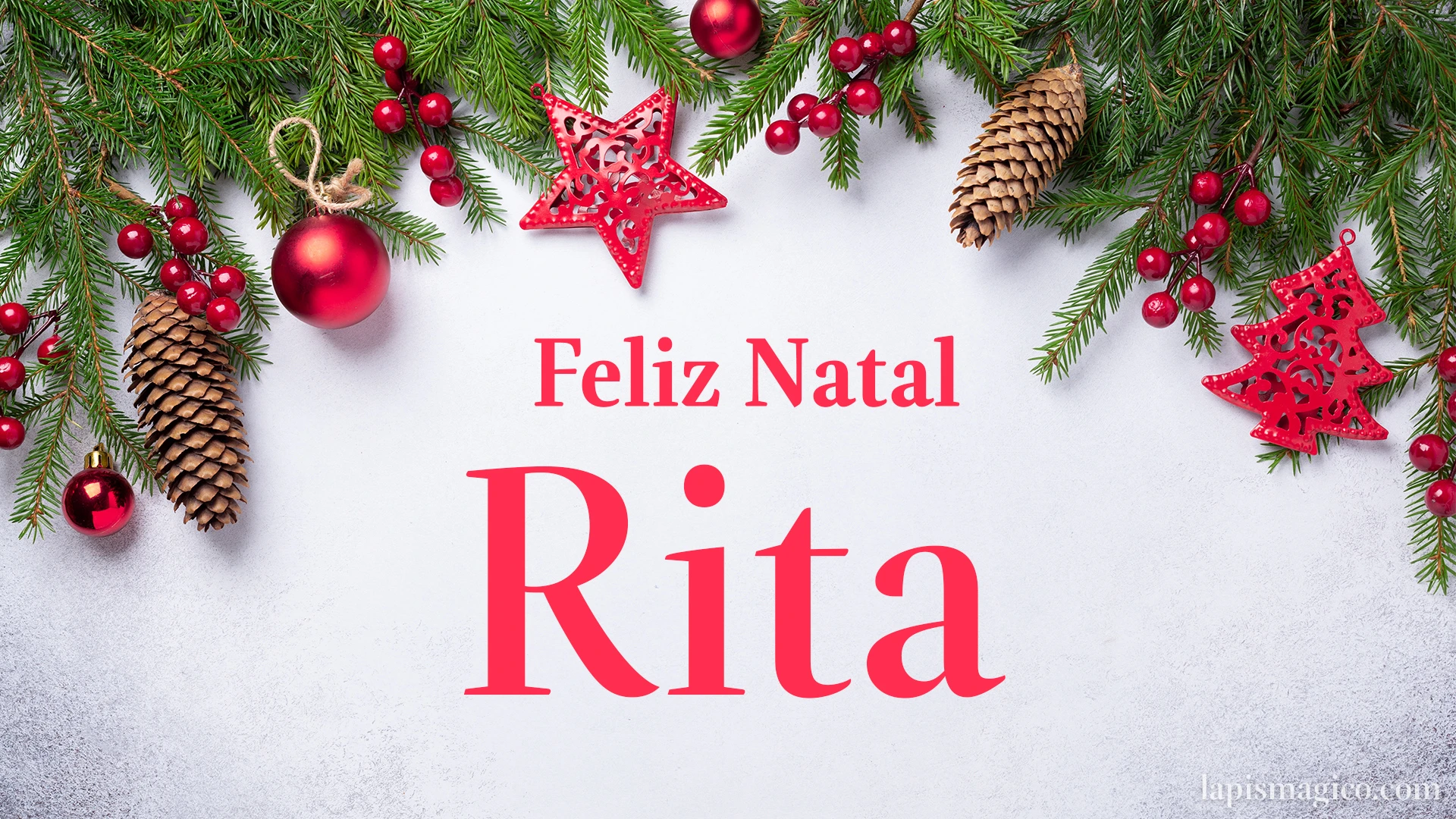 Oh Rita, cinco postais de Feliz Natal Postal com o teu nome