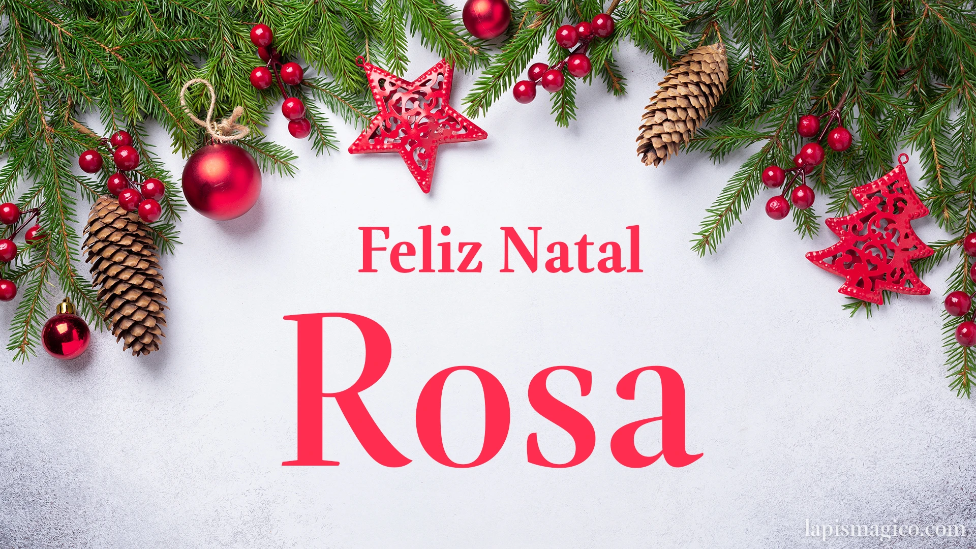 Oh Rosa, cinco postais de Feliz Natal Postal com o teu nome