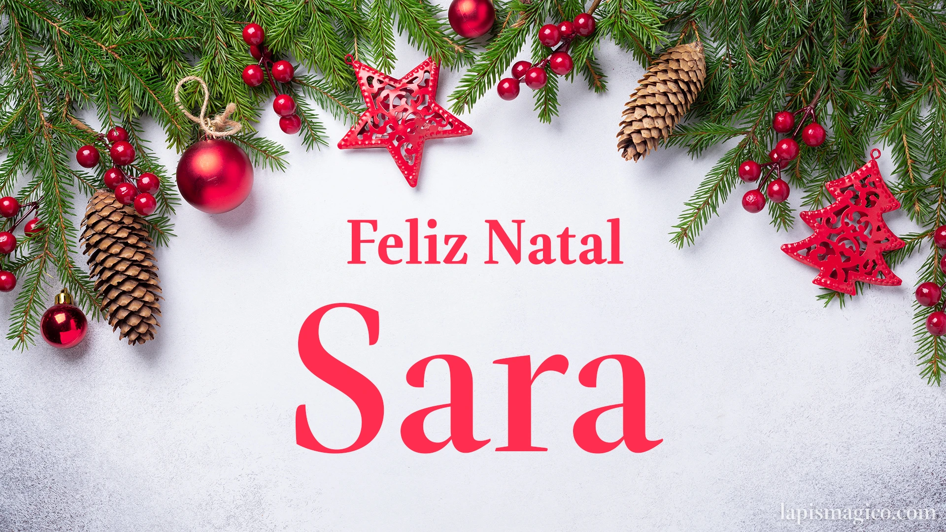 Oh Sara, cinco postais de Feliz Natal Postal com o teu nome