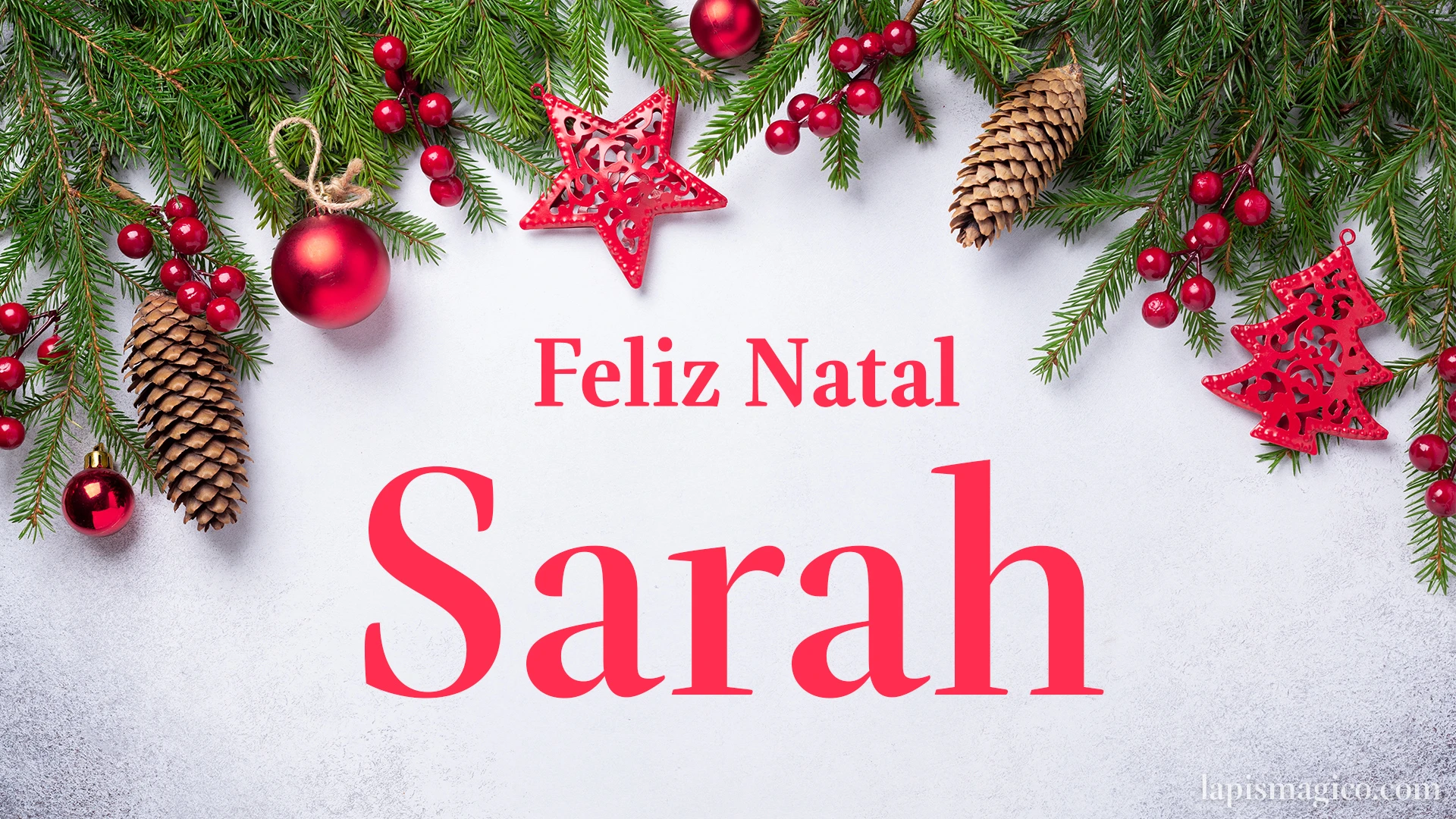 Oh Sarah, cinco postais de Feliz Natal Postal com o teu nome