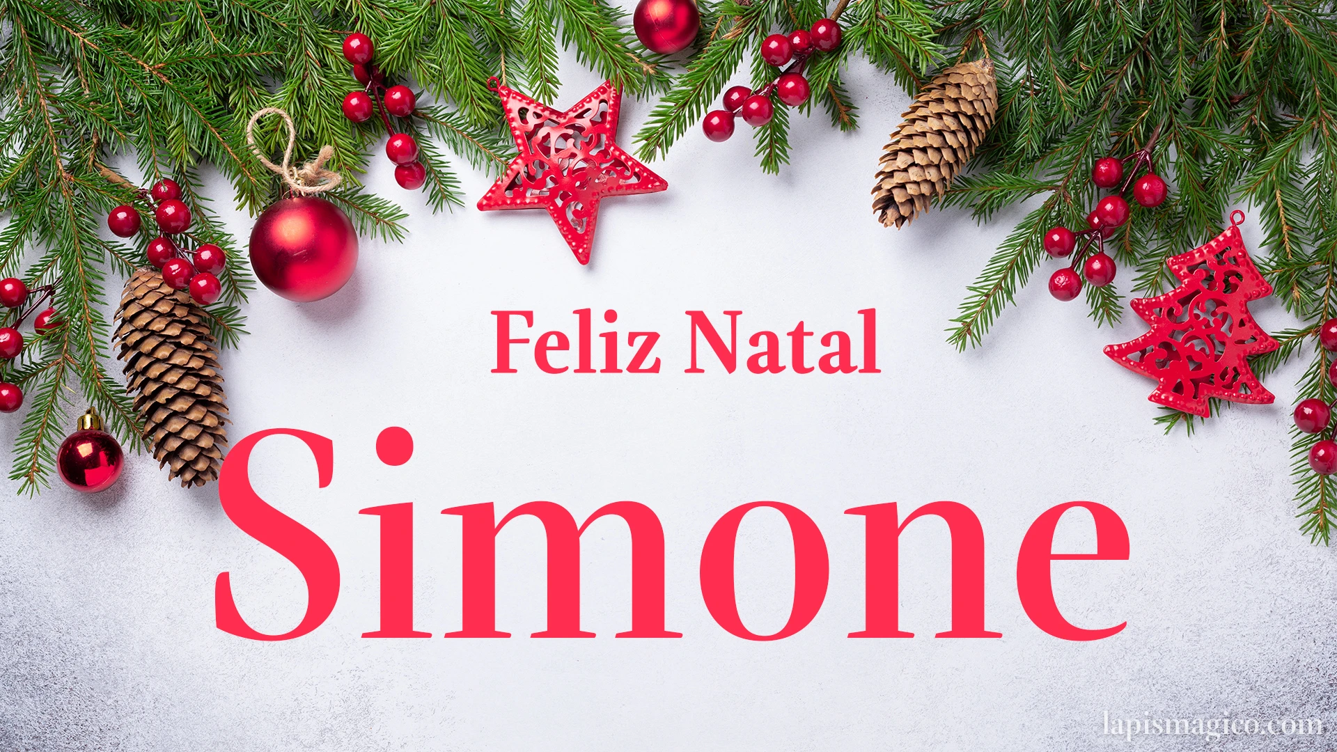 Oh Simone, cinco postais de Feliz Natal Postal com o teu nome