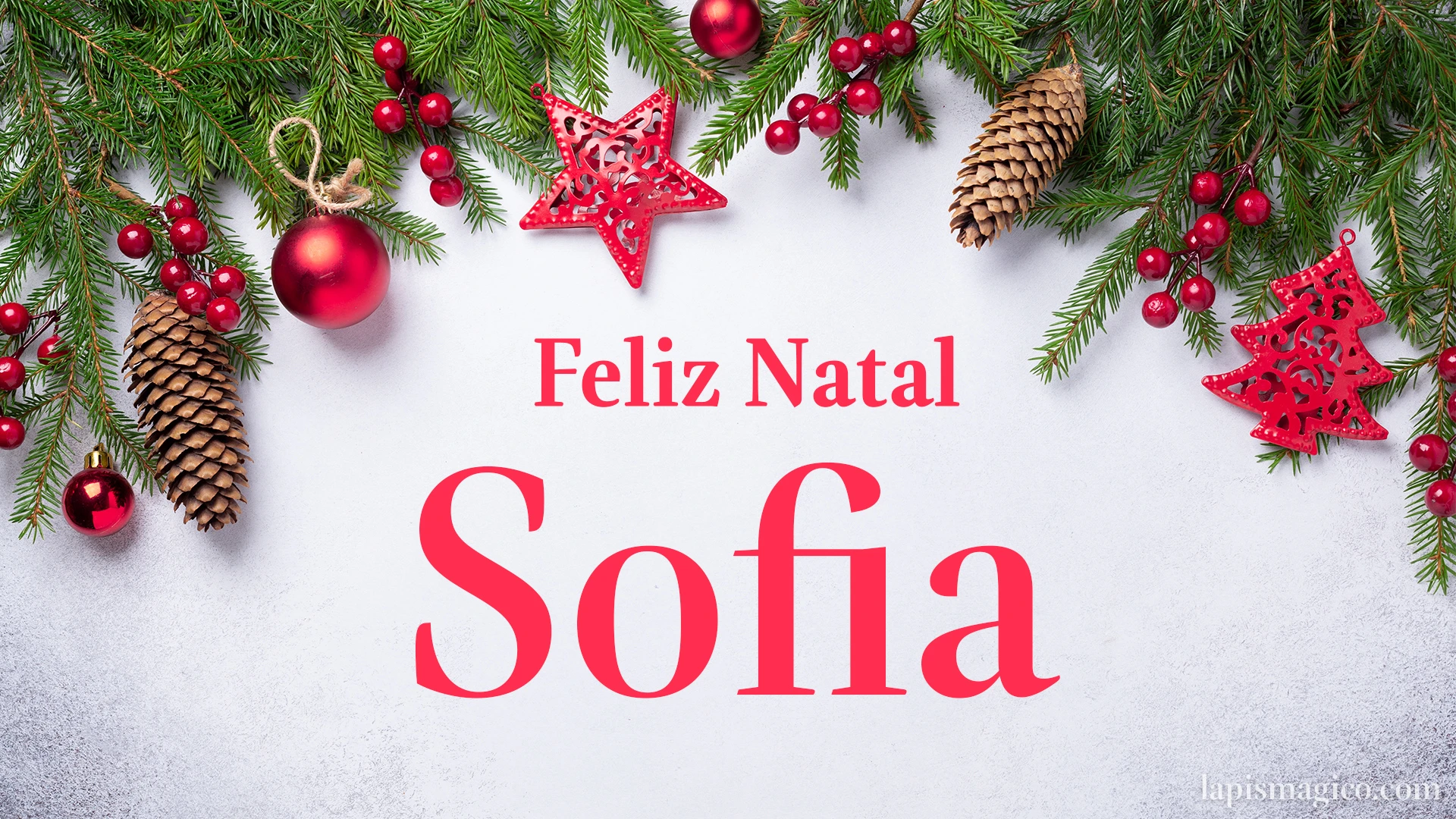 Oh Sofia, cinco postais de Feliz Natal Postal com o teu nome
