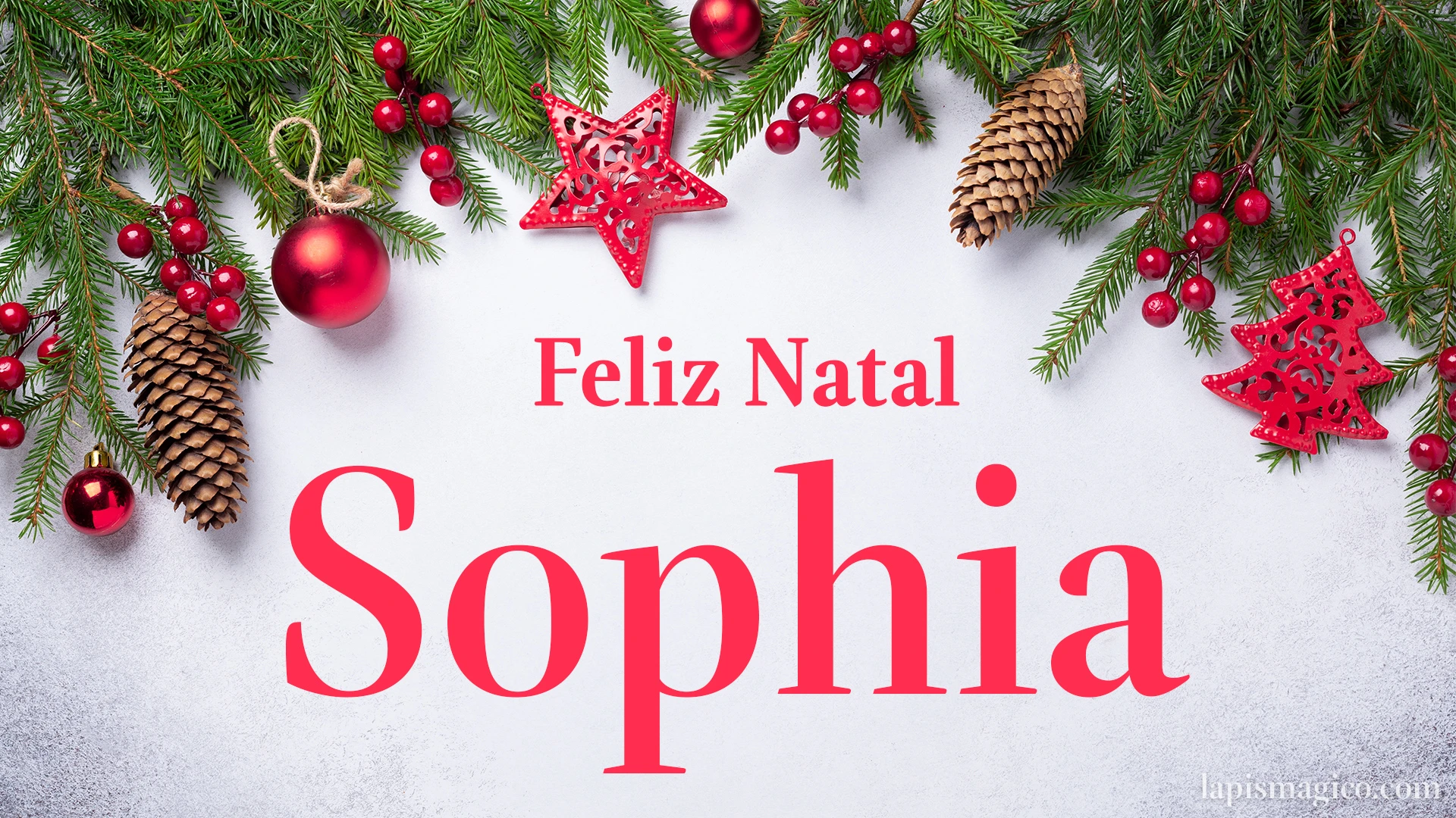 Oh Sophia, cinco postais de Feliz Natal Postal com o teu nome